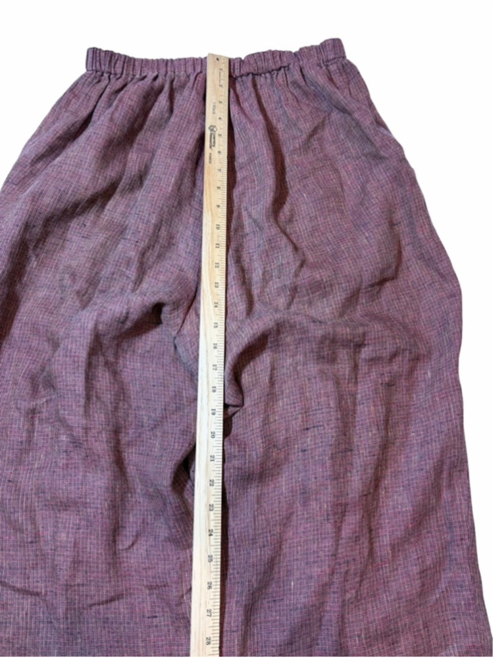 FLAX Linen Wide Leg Pants Lagenlook Boho Earth Tone Pull On Crop Medium - Picture 10 of 10